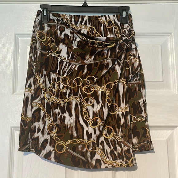 Cache faux wrap skirt in animal print and chain size 4 - Picture 1 of 5
